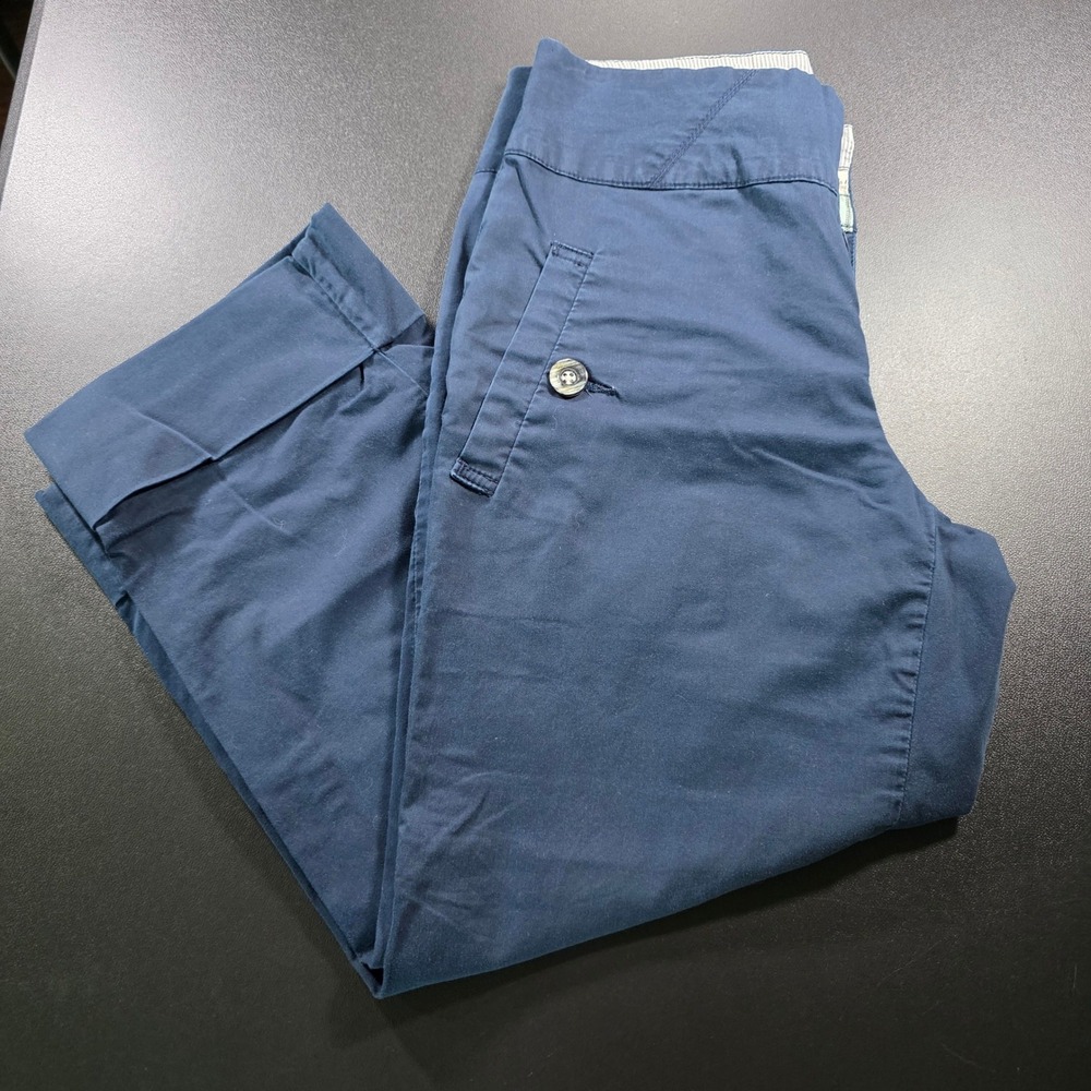 Cartonnier Anthropologie Navy Blue Cropped Cuffed Trousers Pants Size 6